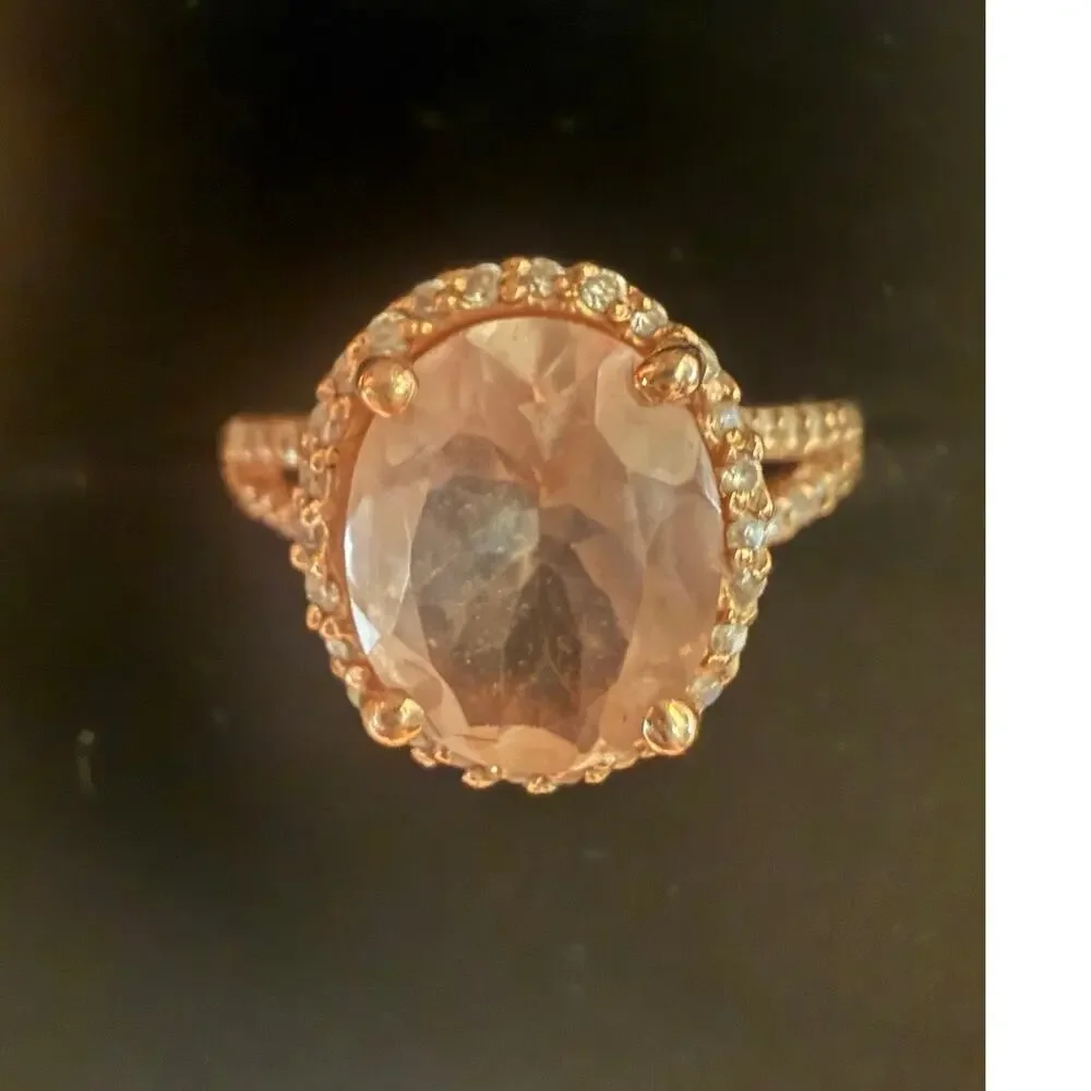 Morganite 3ct Diamond Rose Gold Cocktail Ring
